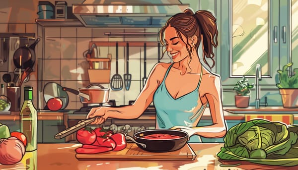 Woman in the kitchen learning how to meal prep to gain muscle